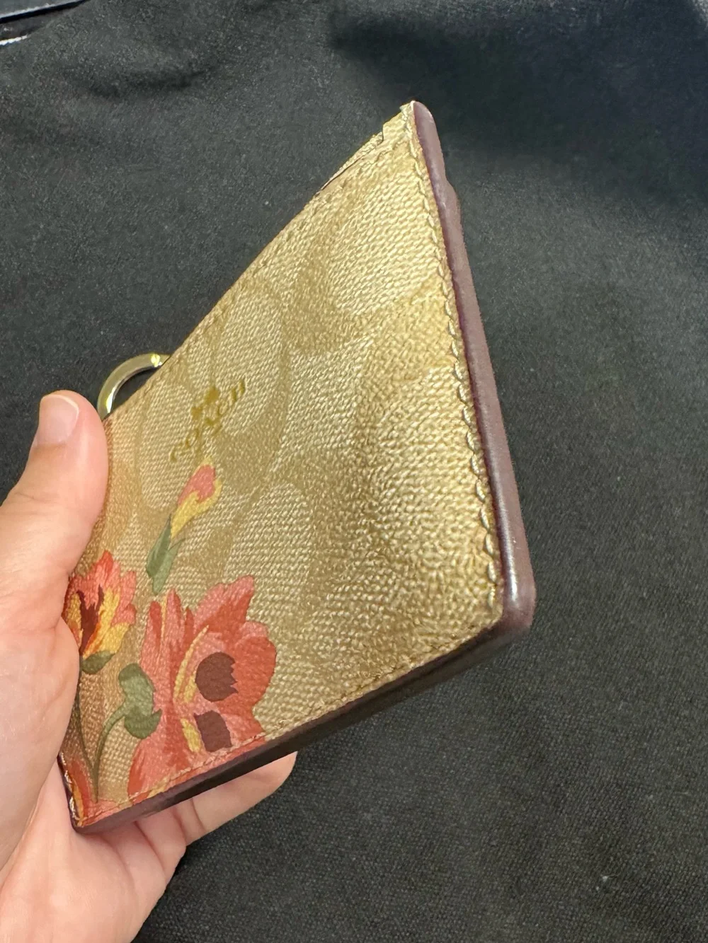 Coach - Mini Skinny ID Case Wallet Signature Canvas with Floral Print